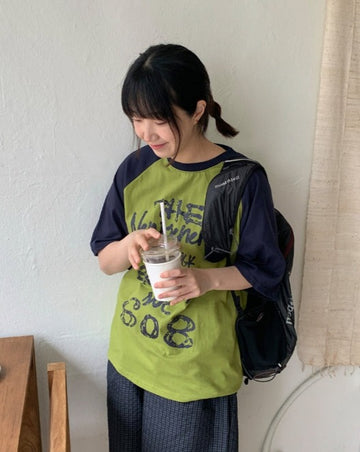 Wans Raglan Color Matching Over Short Sleeve Tee